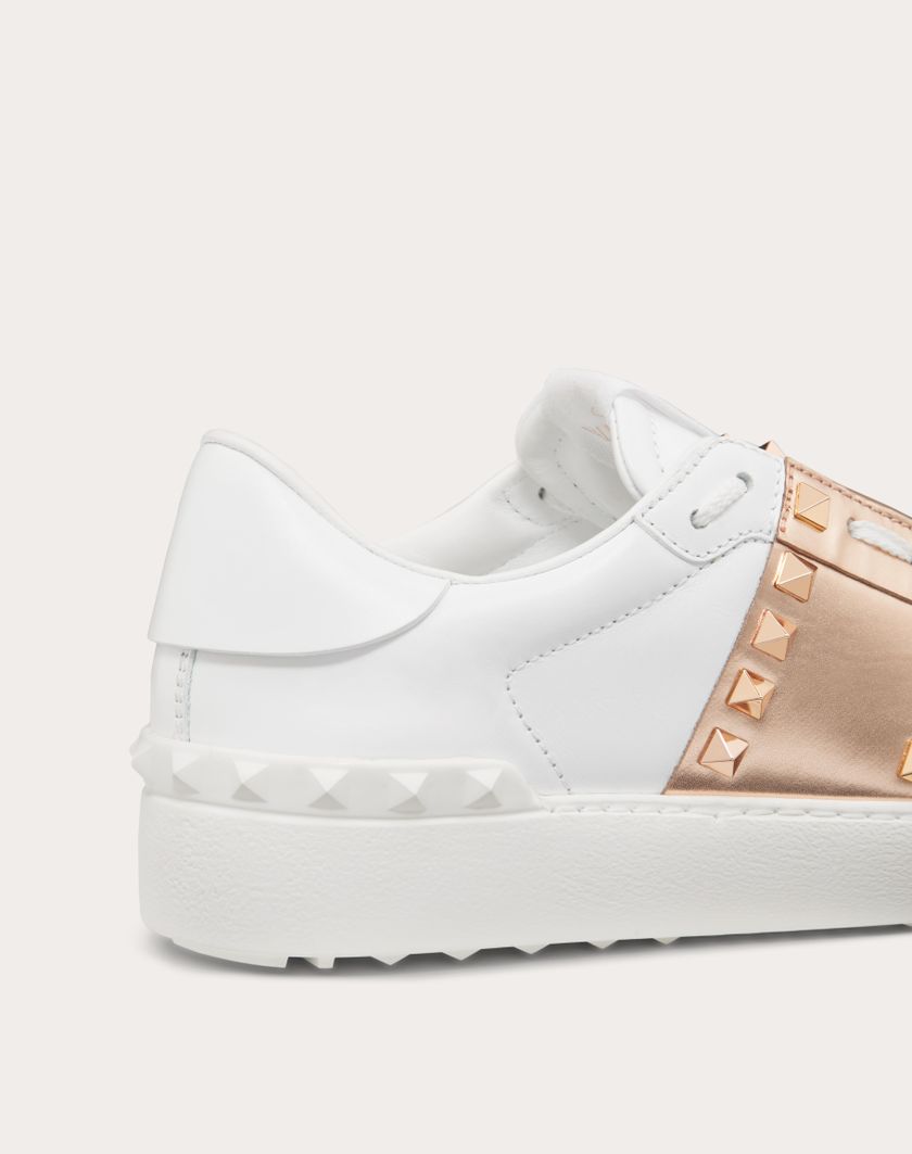 ROCKSTUD UNTITLED SNEAKER IN CALFSKIN LEATHER WITH METALLIC STRIPE - Image 2